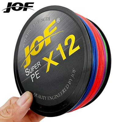 JOF 12 Strands Braid PE Fishing Line 300M Strong Abrasion Resistance Multifilament Fishing Line