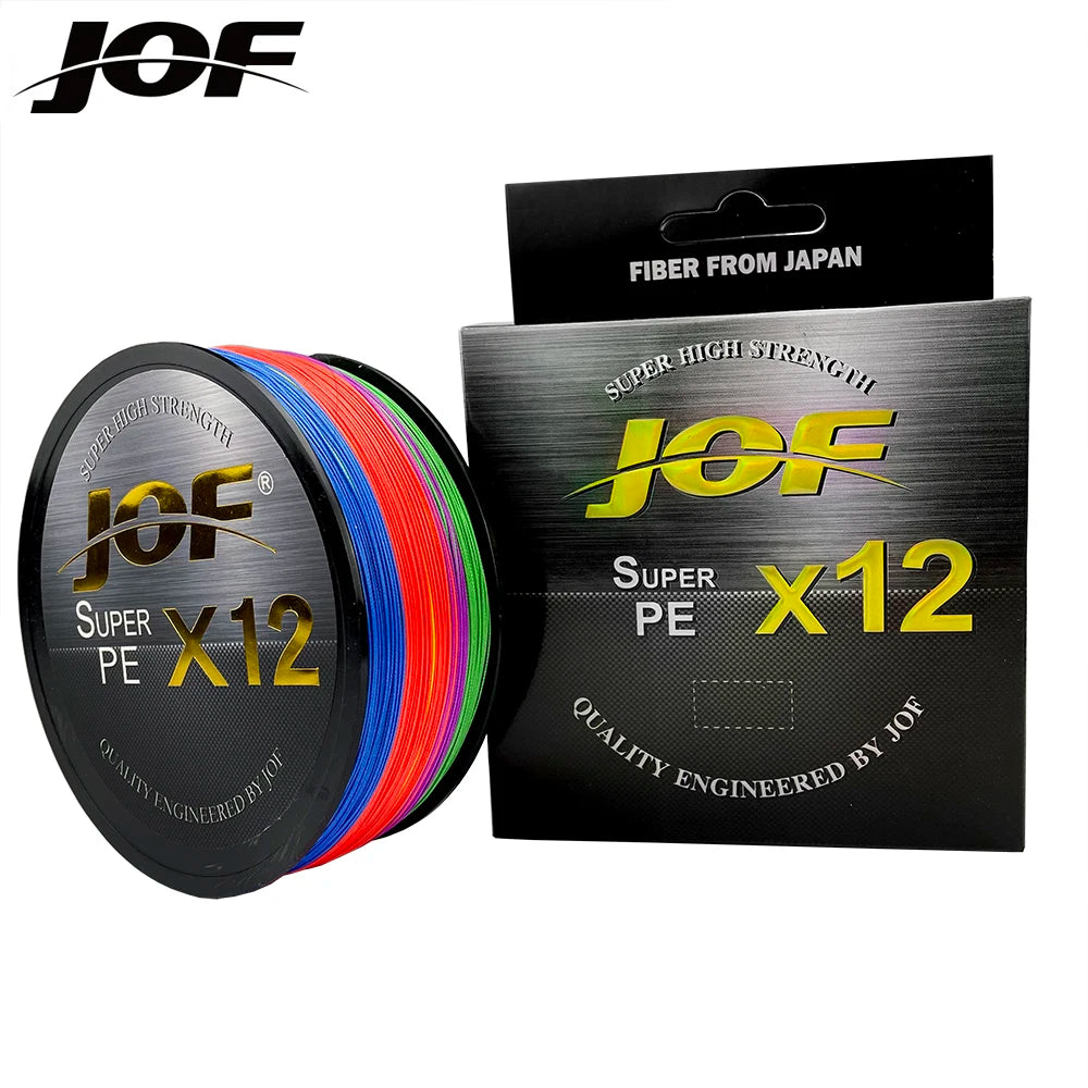JOF 12 Strands Braid PE Fishing Line 300M Strong Abrasion Resistance Multifilament Fishing Line