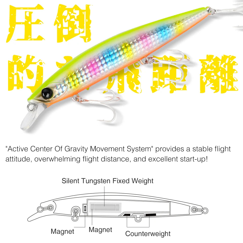 TSURINOYA 135S Ultra Long Casting Sea Fishing Lure Sinking Minnow 135mm 26.4g BAYONET Seabass Saltwater Tungaten Weight Hard Bai