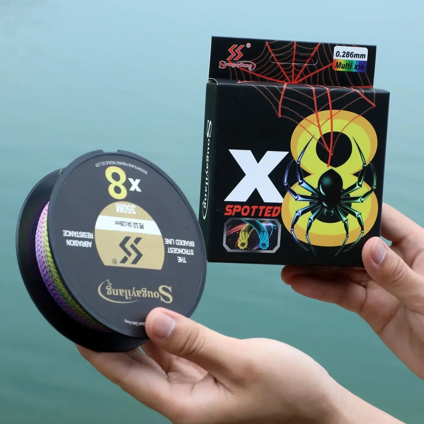 Sougayilang 150M X8 Fishing Line Speckled Braided Fishing Line Multifilament Super Strong PE Invisible Fishing Line