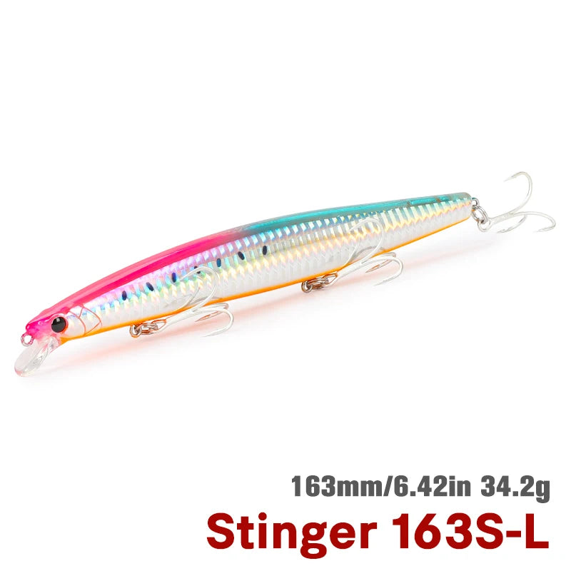 TSURINOYA STINGER 163S Ultra Long Casting Sinking Saltwater Minnow 163mm 34.2g Sea Fishing Lure Artificial Large Hard Baits