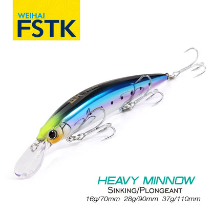 FSTK New Heavy Sinking Minnow 110S 37g 90S 28g 70S 16g Saltwater Long Casting Distance Fishing lures Sea Artificial Bait