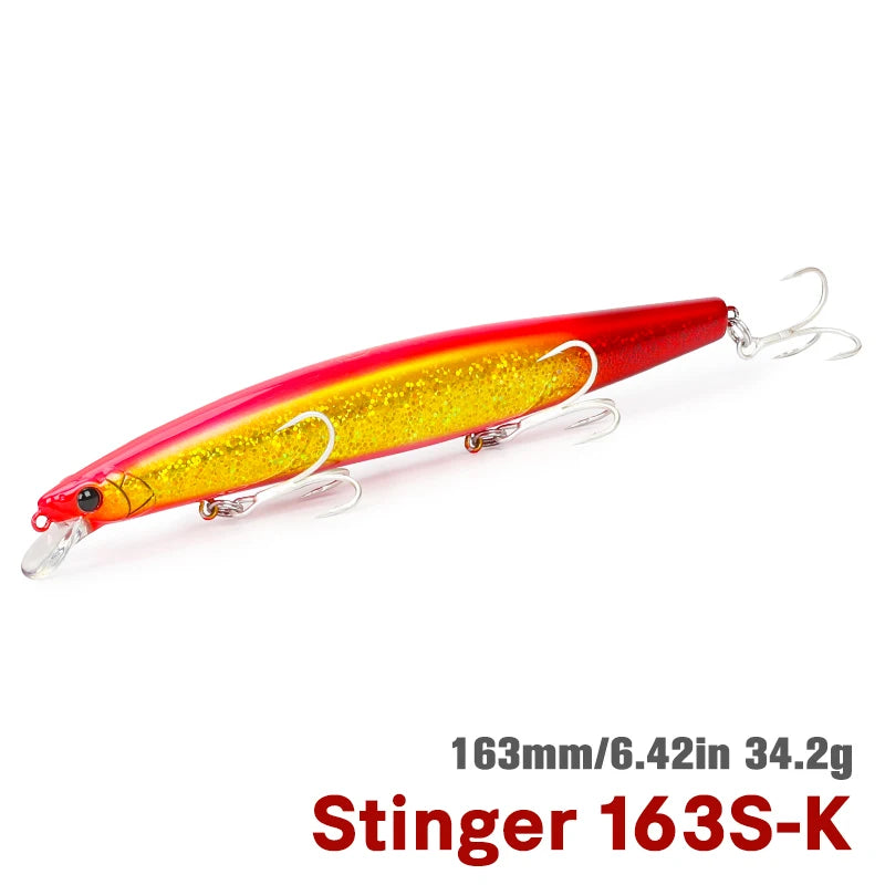 TSURINOYA STINGER 163S Ultra Long Casting Sinking Saltwater Minnow 163mm 34.2g Sea Fishing Lure Artificial Large Hard Baits