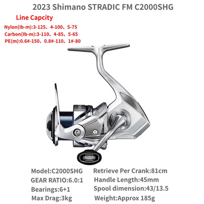 2023 Shimano STRADIC FM 1000S C2000S 2500S 2500SHG C3000 C3000HG C3000XG 3000MHG 4000MHG 4000XG C5000XG Spinning Fishing Reels