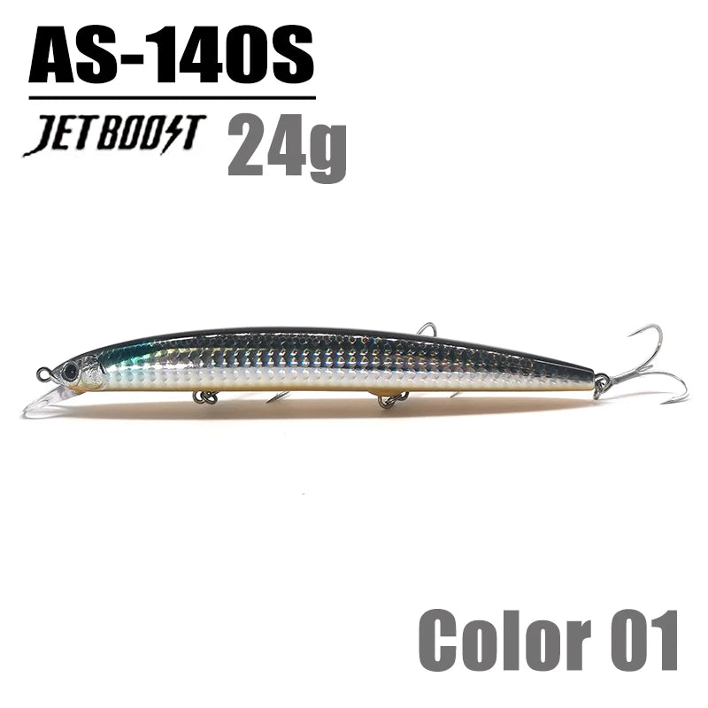 CASTFANATIC 24g 140mm Slow Sinking Minnow Jerkbait Lure AS140S Big Artificial Bait Saltwater Sea Bass Pike Fishing Free Shipping