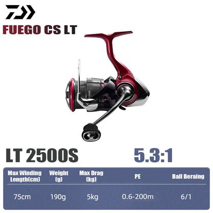 DAIWA 2025 New FUEGO CS LT Seawater Spinning Reel 5.3/5.7/6.2:1 175-325g Max Drag 12kg Long Shot Fishing Reel