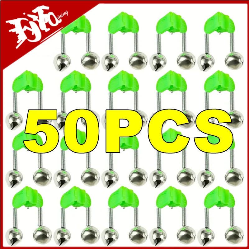 Newest 50-5Pcs Rod Tip Clamp Fishing Pole Fish Bite Lure Alarm Fishing Bells Fishing Accessory Gifts Alert Twin Bell Ring Clip