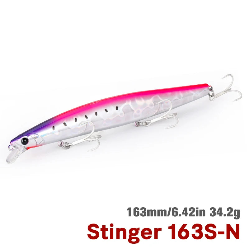 TSURINOYA STINGER 163S Ultra Long Casting Sinking Saltwater Minnow 163mm 34.2g Sea Fishing Lure Artificial Large Hard Baits
