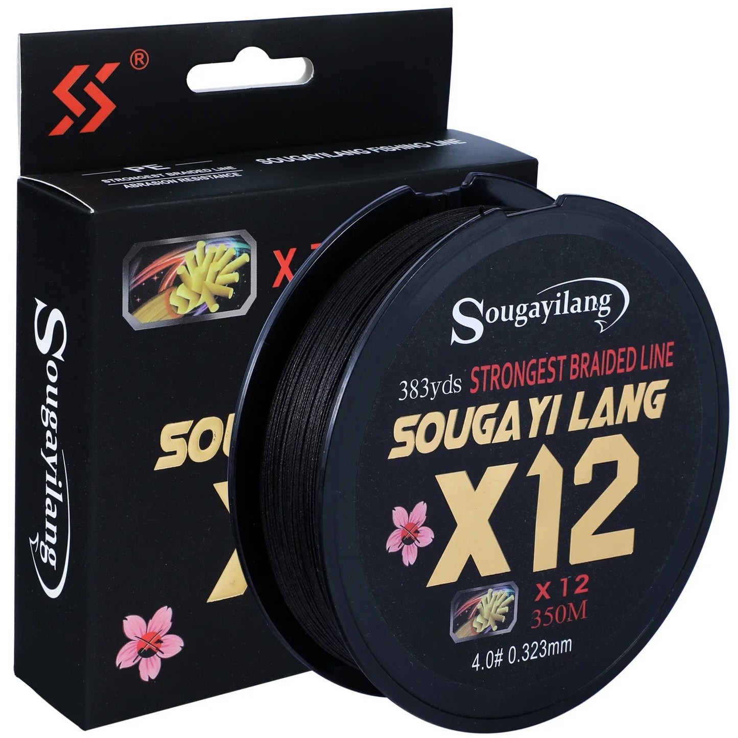 Sougayilang X12 PE Line 12 Strands Abrasion Resistant Braided Fishing Line Smaller Diameter for Fresh/Saltwater Fishing Goods