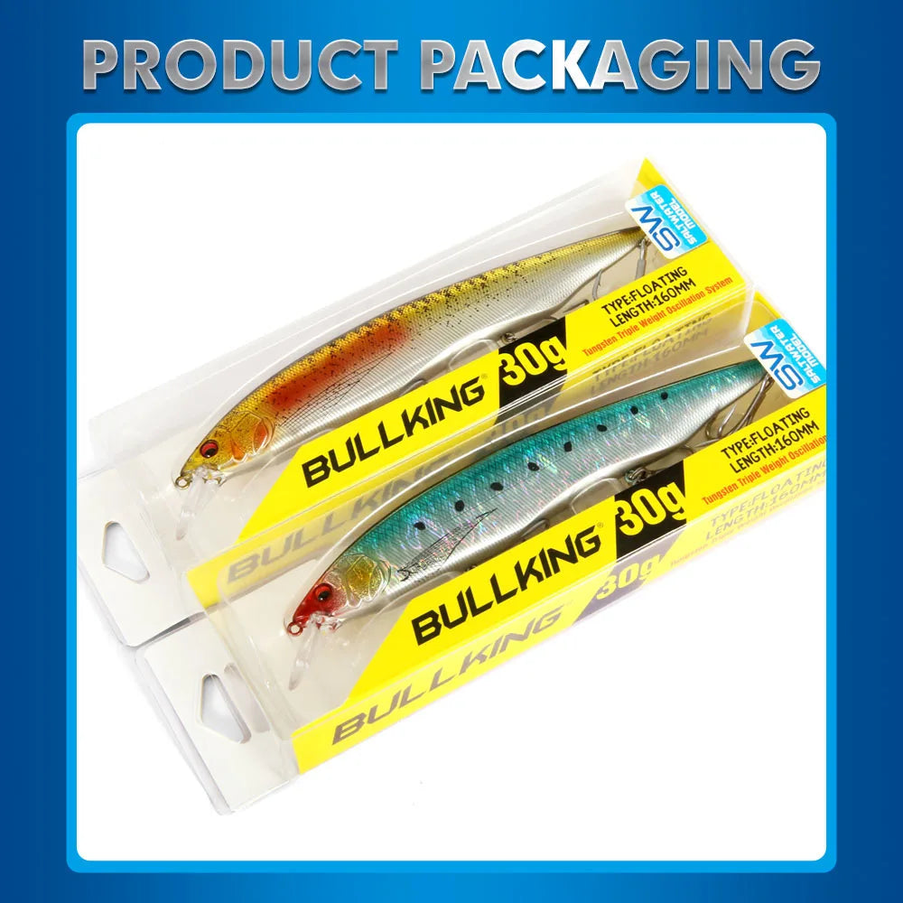 FSTK kanata Jerkbait 160mm 30g  Sinking Minnow Deep Floating Bass Fishing Lure Casting Trolling Tungaten Weight Fishing Lures