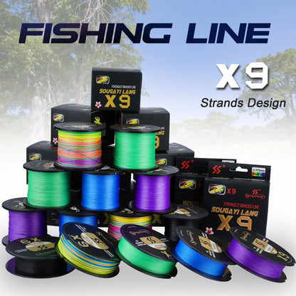 Sougayilang X9 Braid Fishing Line Abrasion Resistance Multifilament Pe Line 17-97LB Drag for Saltwater Sea Fishing Accessories