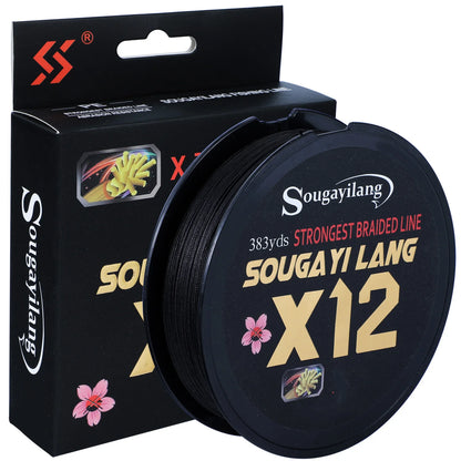 Sougayilang X12 150M 350M 550M PE Braid Fishing Line Abrasion Resistant Carp Wire for Freshwater Saltwater Fishing Gear 33-103LB