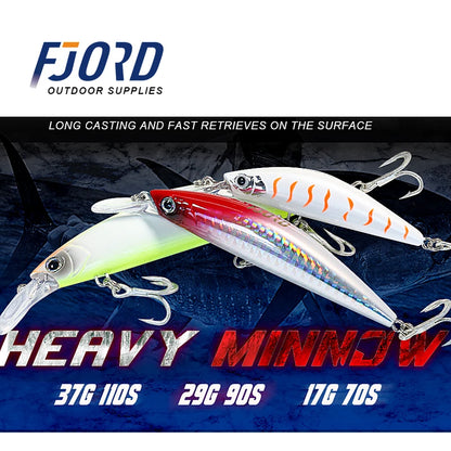 FJORD 110S 37g 90S 29g 70S 17g Heavy Sinking Minnow Fishing Lures Saltwater Freshwater Long Casting Sea Artificial Bait Jerkbait
