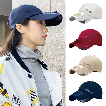 Fan Cooling Baseball Cap Sun Visors Outdoor Sport Cap Summer Breathable Sunscreen Hat For Women Men Camping Hiking Travel