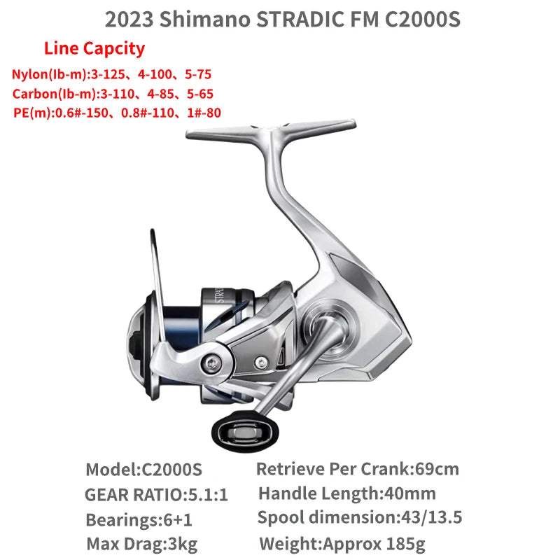 2023 Shimano STRADIC FM 1000S C2000S 2500S 2500SHG C3000 C3000HG C3000XG 3000MHG 4000MHG 4000XG C5000XG Spinning Fishing Reels