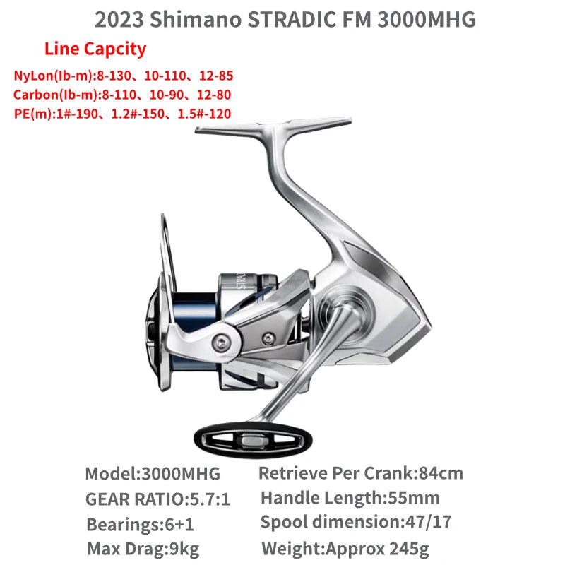 2023 Shimano STRADIC FM 1000S C2000S 2500S 2500SHG C3000 C3000HG C3000XG 3000MHG 4000MHG 4000XG C5000XG Spinning Fishing Reels