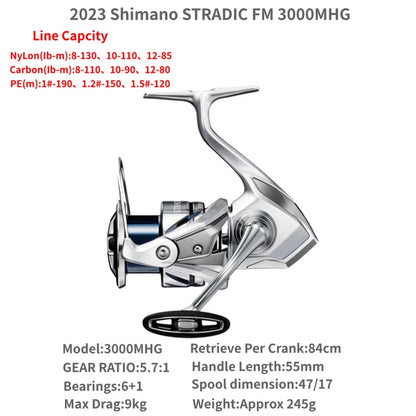 2023 Shimano STRADIC FM 1000S C2000S 2500S 2500SHG C3000 C3000HG C3000XG 3000MHG 4000MHG 4000XG C5000XG Spinning Fishing Reels