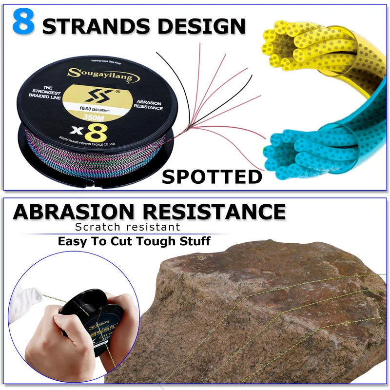 Sougayilang X8 Speckled Braided Fishing Line 150M 17-97LB Multifilament Fishing Line Super Strong PE Invisible Fishing Line