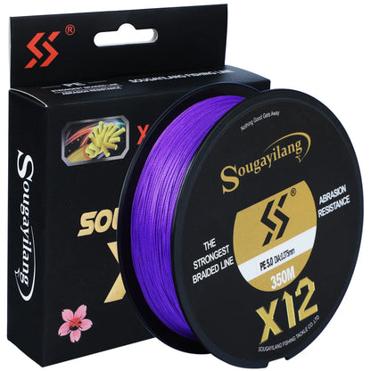 Sougayilang New X12 Super Strong 12 Strands Braided Fishing Line 150M 350M 550M Multifilament PE Line Saltwater Fishing Tackle