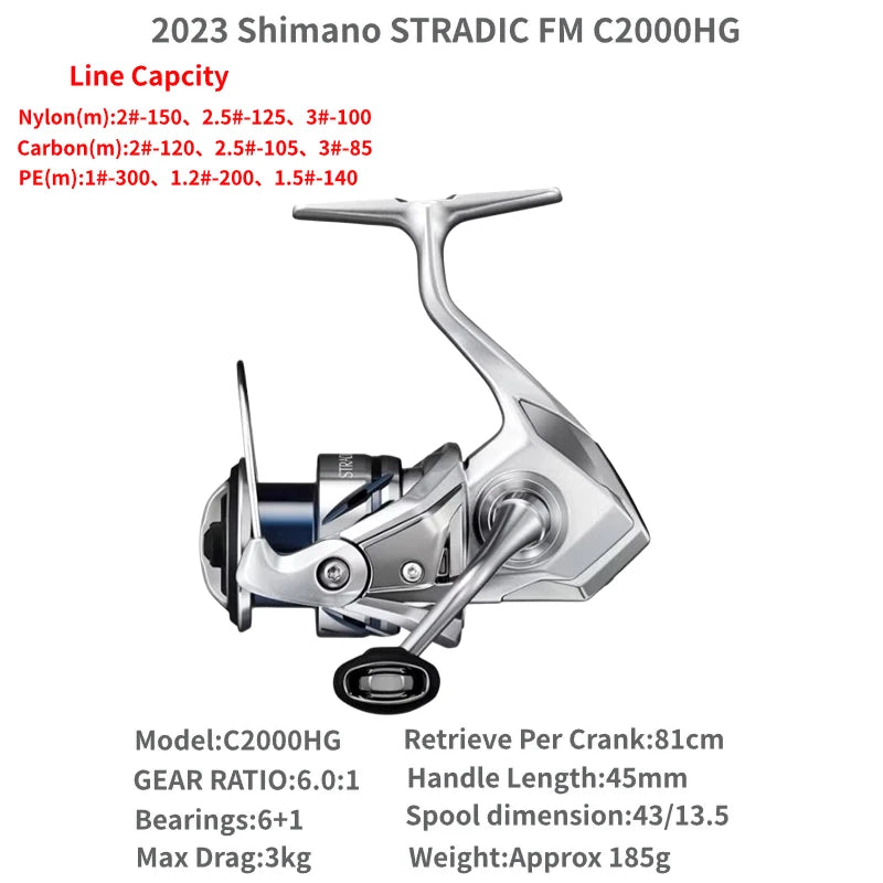 2023 Shimano STRADIC FM 1000S C2000S 2500S 2500SHG C3000 C3000HG C3000XG 3000MHG 4000MHG 4000XG C5000XG Spinning Fishing Reels