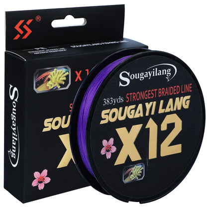 Sougayilang X12 150M 350M 550M PE Braid Fishing Line Abrasion Resistant Carp Wire for Freshwater Saltwater Fishing Gear 33-103LB