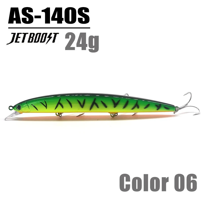 CASTFANATIC 24g 140mm Slow Sinking Minnow Jerkbait Lure AS140S Big Artificial Bait Saltwater Sea Bass Pike Fishing Free Shipping