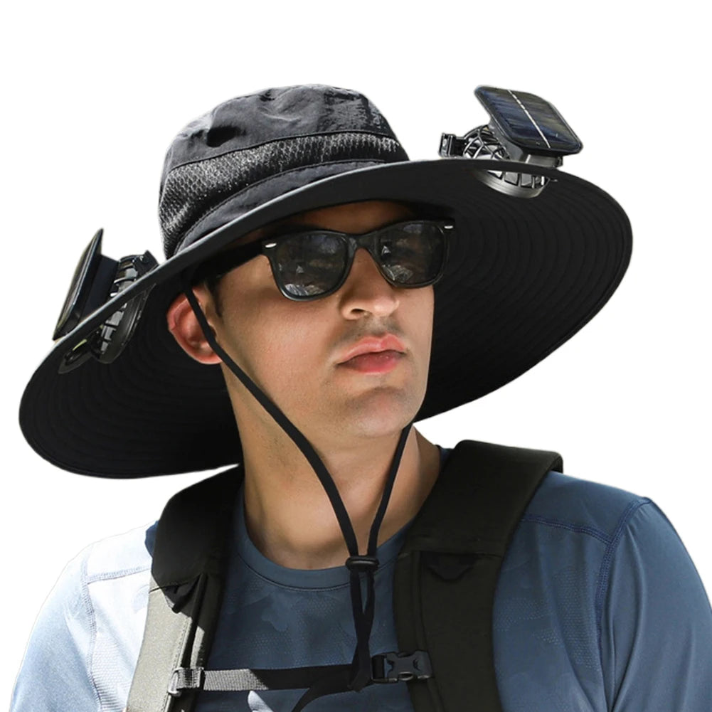 Solar Fan Hat Portable Sun Cap Summer hat USB Rechargeable Single/Dual Cooling Fan Fishing Hat Fisherman Hiking Mountaineering ﻿