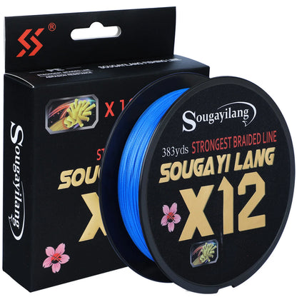 Sougayilang X12 150M 350M 550M PE Braid Fishing Line Abrasion Resistant Carp Wire for Freshwater Saltwater Fishing Gear 33-103LB