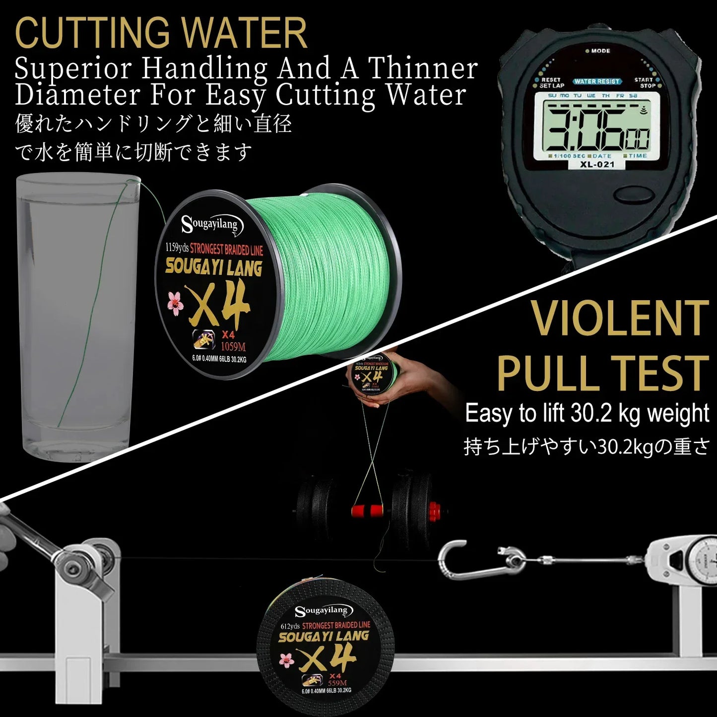 Sougayilang Fishing Line 100M 300m 4 Strands 22-88LB PE Braided Fishing Wire Multicolor Super Strong Fishing Line for Saltwater