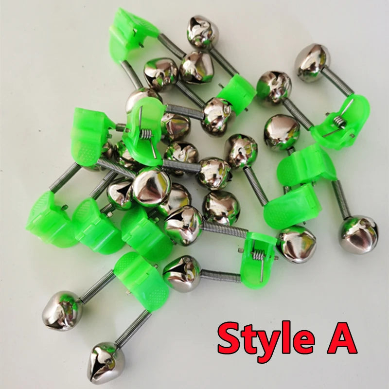 Newest 50-5Pcs Rod Tip Clamp Fishing Pole Fish Bite Lure Alarm Fishing Bells Fishing Accessory Gifts Alert Twin Bell Ring Clip