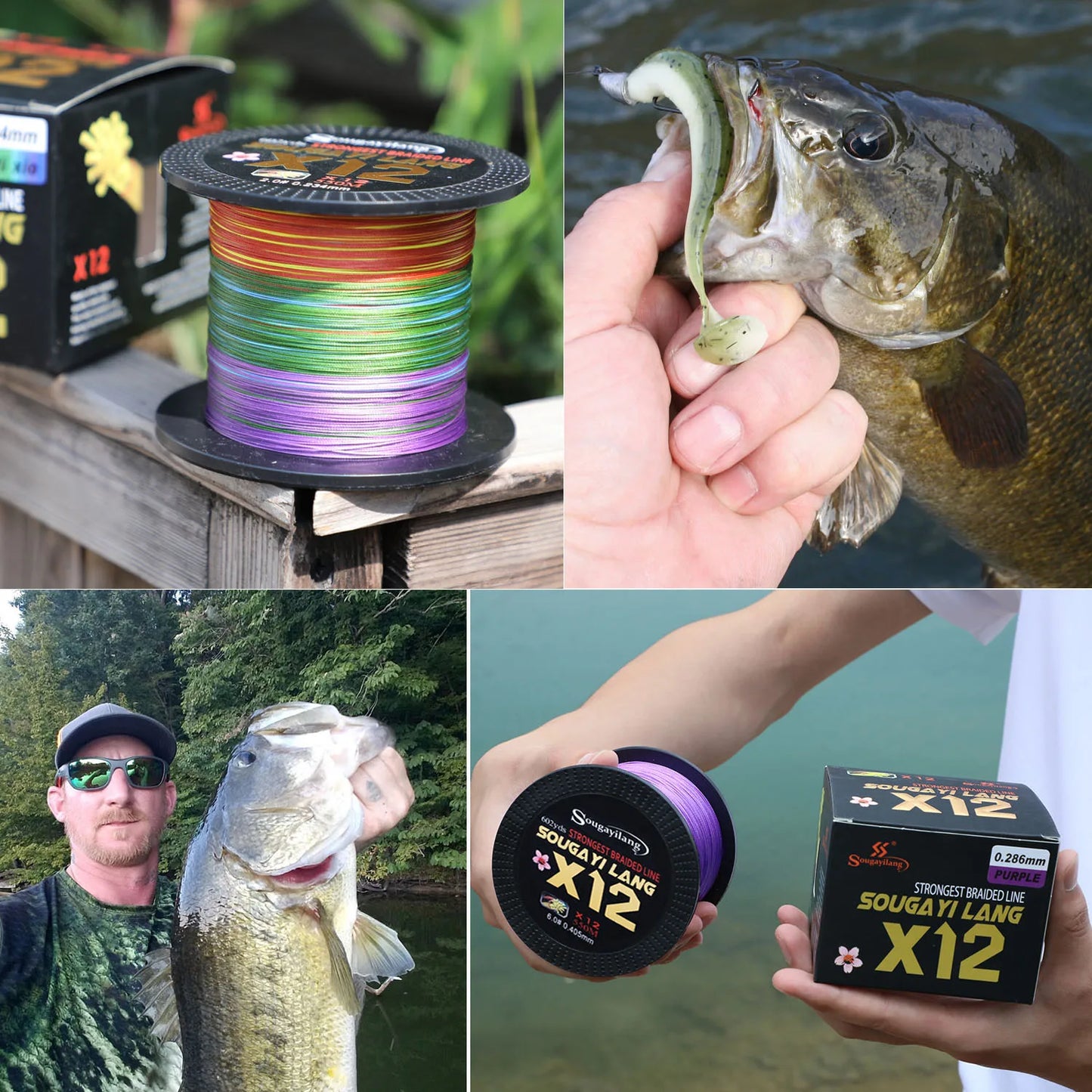 Sougayilang X12 12-strand Braided Fishing Line 150M 350M 550M Multifilament PE Wires Salt Water Fresh Water Fishing Tackle Tools