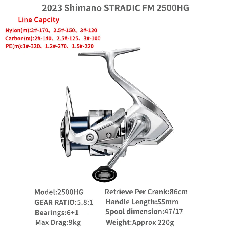 2023 Shimano STRADIC FM 1000S C2000S 2500S 2500SHG C3000 C3000HG C3000XG 3000MHG 4000MHG 4000XG C5000XG Spinning Fishing Reels