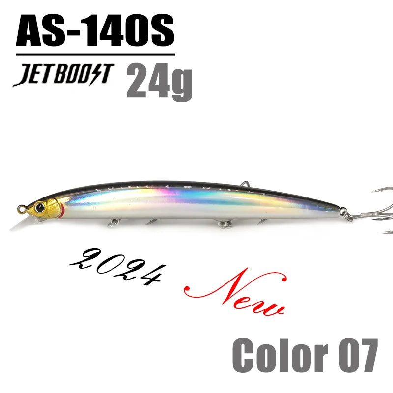 CASTFANATIC 24g 140mm Slow Sinking Minnow Jerkbait Lure AS140S Big Artificial Bait Saltwater Sea Bass Pike Fishing Free Shipping