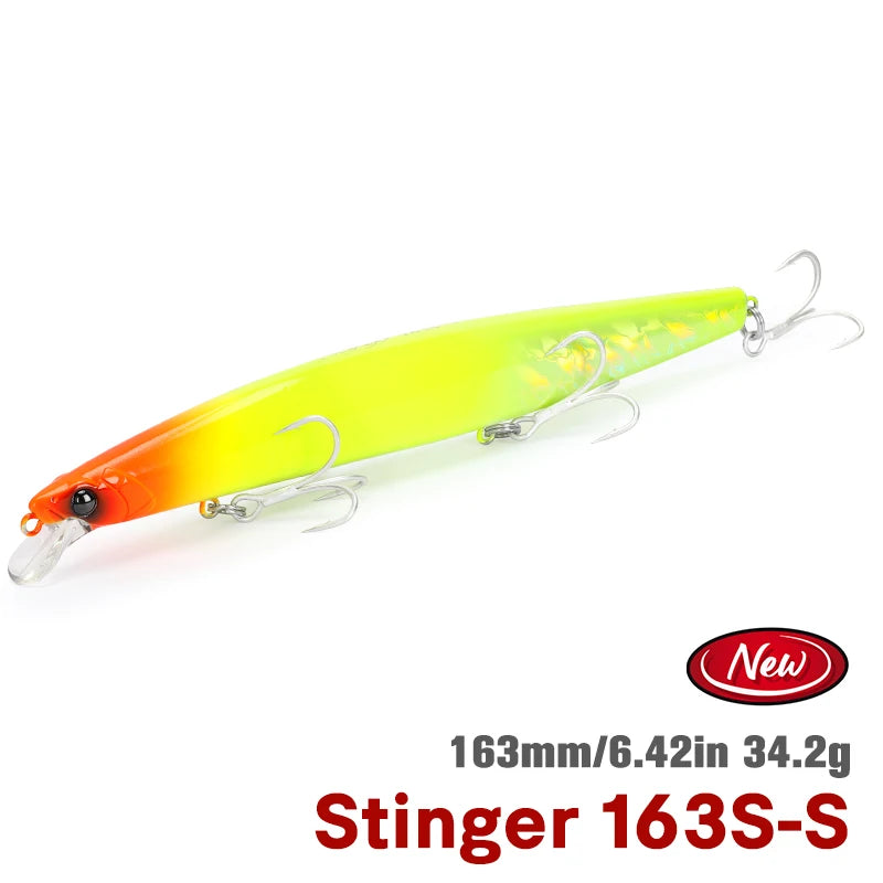 TSURINOYA STINGER 163S Ultra Long Casting Sinking Saltwater Minnow 163mm 34.2g Sea Fishing Lure Artificial Large Hard Baits