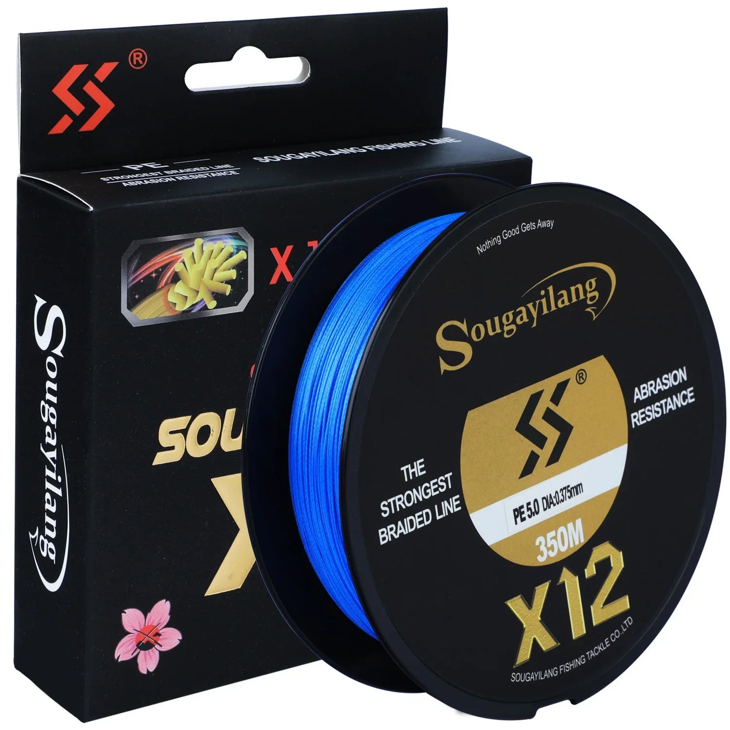 Sougayilang X12 PE Line 12 Strands Abrasion Resistant Braided Fishing Line Smaller Diameter for Fresh/Saltwater Fishing Goods