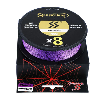 Sougayilang 150M X8 Fishing Line Speckled Braided Fishing Line Multifilament Super Strong PE Invisible Fishing Line