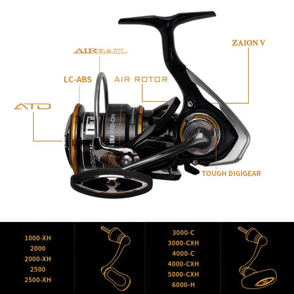 Original 2021 DAIWA LEGALIS CS LT Fishing reel 2000/2500/3000C/4000C Light body 6+1BB LC-ABS Metail Spool 5-12KG Power 185g-235g