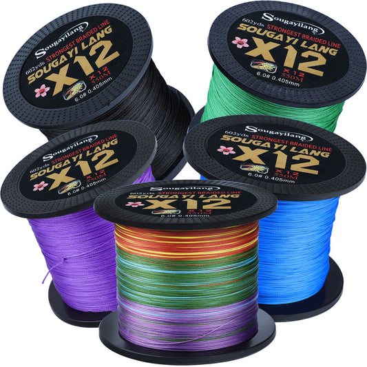 Sougayilang X12 12-strand Braided Fishing Line 150M 350M 550M Multifilament PE Wires Salt Water Fresh Water Fishing Tackle Tools