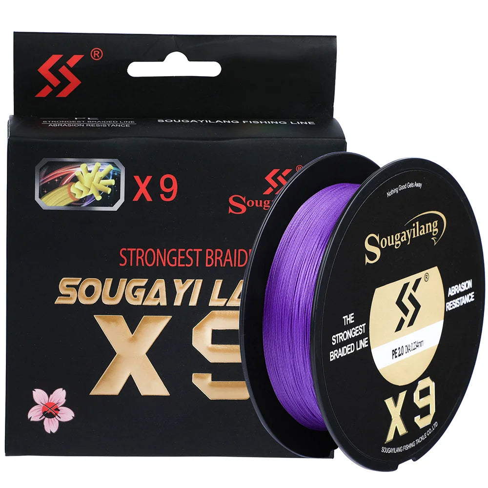 Sougayilang X9 Braided Fishing Line 550M 350M 150M 17-97LB Multifilament Fishing Line 0.128-0.405mm Super Strong PE Line Pesca