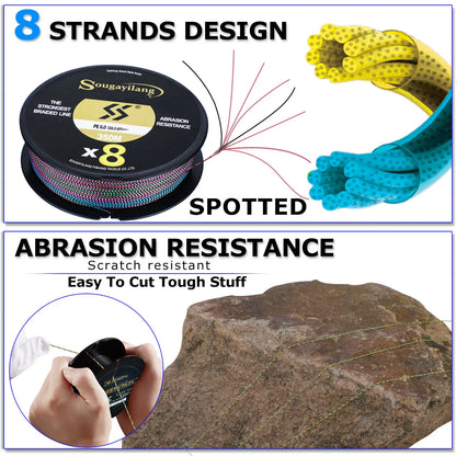 Sougayilang Braided Fishing Line 8 Strands 150M-550M 17-97LB Multifilament Pe Thread Line for Saltwater Carp Bass Trount Fishing