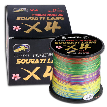 Sougayilang Fishing Line 100M 300m 4 Strands 22-88LB PE Braided Fishing Wire Multicolor Super Strong Fishing Line for Saltwater