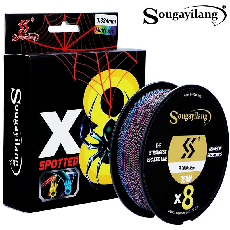Sougayilang X8 Speckled Braided Fishing Line 150M 17-97LB Multifilament Fishing Line Super Strong PE Invisible Fishing Line