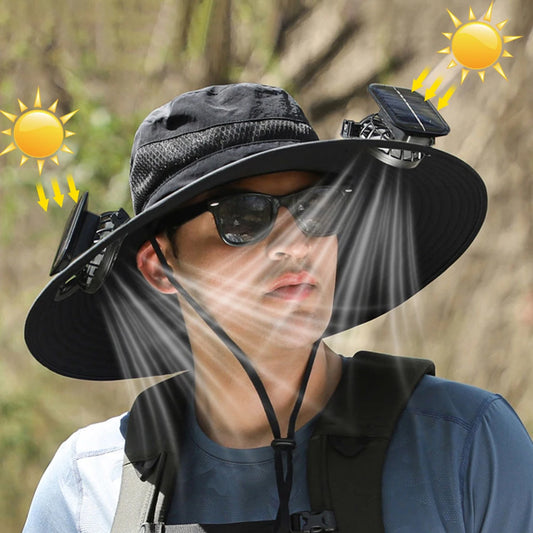 Solar Fan Hat Portable Sun Cap Summer hat USB Rechargeable Single/Dual Cooling Fan Fishing Hat Fisherman Hiking Mountaineering ﻿