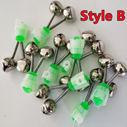 Newest 50-5Pcs Rod Tip Clamp Fishing Pole Fish Bite Lure Alarm Fishing Bells Fishing Accessory Gifts Alert Twin Bell Ring Clip