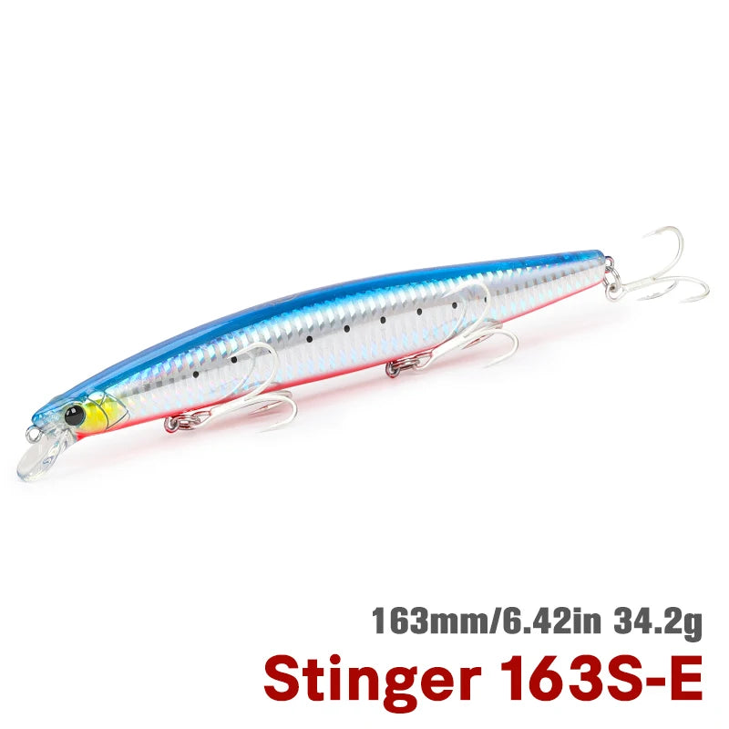 TSURINOYA STINGER 163S Ultra Long Casting Sinking Saltwater Minnow 163mm 34.2g Sea Fishing Lure Artificial Large Hard Baits
