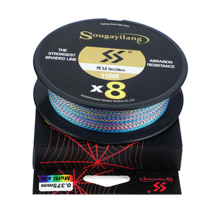 Sougayilang 150M X8 Fishing Line Speckled Braided Fishing Line Multifilament Super Strong PE Invisible Fishing Line