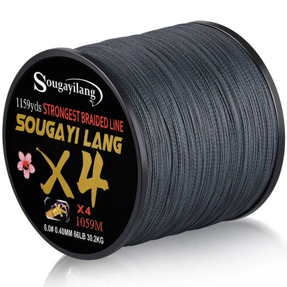 Sougayilang Braided Line 4X 100/300m 5 Colors Max Drag 66 LB Line Multifilament PE Line for Saltwater Sea Fishing Accessories
