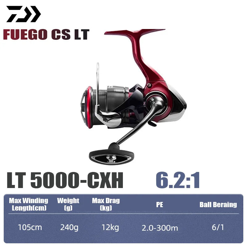 DAIWA 2025 New FUEGO CS LT Seawater Spinning Reel 5.3/5.7/6.2:1 175-325g Max Drag 12kg Long Shot Fishing Reel