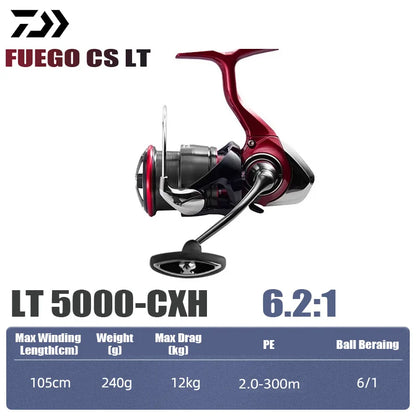 DAIWA 2025 New FUEGO CS LT Seawater Spinning Reel 5.3/5.7/6.2:1 175-325g Max Drag 12kg Long Shot Fishing Reel