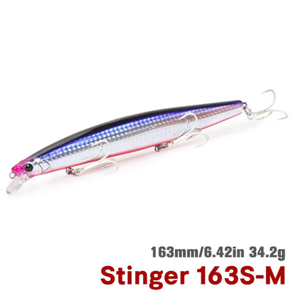 TSURINOYA STINGER 163S Ultra Long Casting Sinking Saltwater Minnow 163mm 34.2g Sea Fishing Lure Artificial Large Hard Baits